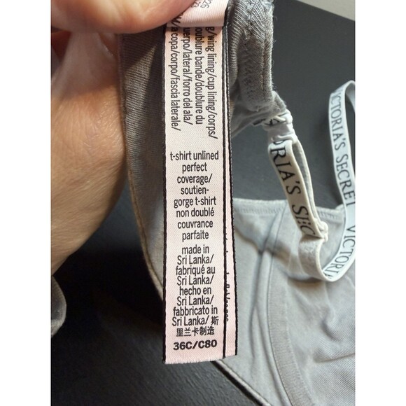 Victoria’s Secret T Shirt Unlined Perfect Coverage Bra 36C Grey - Picture 8 of 8